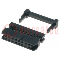 Plug; IDC; female; PIN: 16; with cable clamp; IDC; for ribbon cable