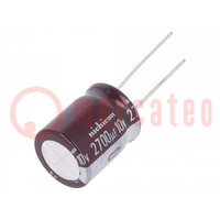 Capacitor: electrolytic; low ESR; THT; 2700uF; 10VDC; Ø16x20mm