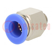 Push-in fitting; straight; -0.95÷15bar; nickel plated brass