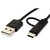 ROLINE Kabel USB Micro B + Typ C M/M to USB2.0 A M, OTG, zwart, 1 m