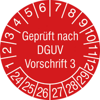 Modellbeispiel: Prüfplaketten mit Schutzlackierung Geprüft nach DGUV Vorschrift 3, Bogen