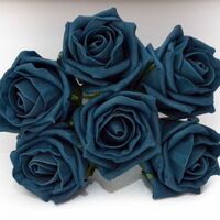 Artificial Colourfast Cottage Rose Bud Bunch - 21cm, Teal