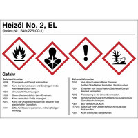 Gefahrstoffettikett, Heizöl EL No. 2, Folie, Größe: 14,8 x 10,5 cm