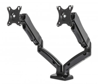 Manhattan TV & Monitor Mount, Desk, Full Motion (Gas Spring), 2 screens, Screen Sizes: 10-27", Black, C-Clamp or Grommet Assembly, Dual Screen, VESA 75x75 to 100x100mm, Max 6.5k...
