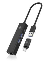 ICY BOX IB-HUB1439-LAN Kabelgebunden USB 3.2 Gen 1 (3.1 Gen 1) Type-A Schwarz