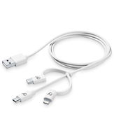 Cellularline USBDATA3IN1MFITYCW mobiele telefoonkabel Wit 1,2 m Micro-USB, USB -C, Lightning USB A