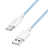 LogiLink USB 2.0 Type-C-Kabel, C/M zu A/M, Nylon-Ummantelung, 60W, blau, 0,5 m
