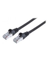 Intellinet Patch-Kabel RJ-45 M bis M 50 cm SFTP CAT 6a IEEE 802.3af halogenfrei geformt ohne Haken verseilt Schwarz