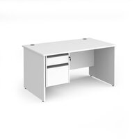 Contract 25 straight desk with 2 drawer graphite pedestal and panel leg 1400mm x