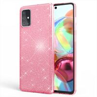 NALIA Glitzer Handyhülle für Samsung Galaxy A71, Bling Case Handy Schutz Strass Cover Pink