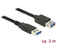 Verlängerungskabel USB 3.0 Typ-A Stecker an USB 3.0 Typ-A Buchse, schwarz, 3,0m, Delock® [85057]