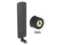 LTE Antenne SMA Stecker 2 dBi omnidirektional drehbar mit Kippgelenk schwarz, Delock® [89604]