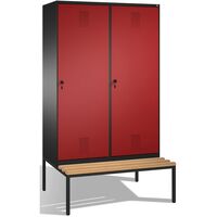 EVOLO cloakroom locker, with bench, door for 2 compartments