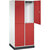 Armario guardarropa de acero de dos pisos INTRO, A x P 820 x 600 mm, 4 compartimentos, cuerpo blanco puro, puertas en rojo vivo.