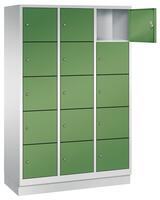 Fächerschrank, BxTxH 1200x500x1800 mm, 3x5 Fächer, Abt.B 400mm, Sockel, Schloss,