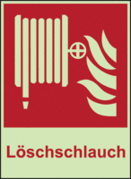 Brandschutz-Kombischild - Löschschlauch, Rot, 30 x 20 cm, Kunststoff, B-7584