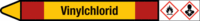 Rohrmarkierer mit Gefahrenpiktogramm - Vinylchlorid, Rot/Gelb, 5.2 x 50 cm