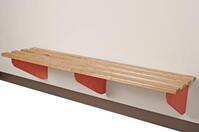 Classic aero wall mounted cantilever changing room bench, 1000mm wide, red brackets