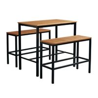 Rectangular wooden bar height table and bench set