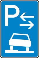 Verkehrszeichen VZ 315-53 Parken auf Gehwegen (Mitte), 630 x 420, 2mm flach, RA 1