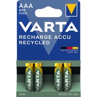 VARTA Akku Recharge Accu Recycled NiMH, AAA Micro HR03, 800 mAh, 1,2 V