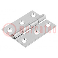 Hinge; Width: 40mm; zinc-plated steel; natural; H: 50mm; Holes no: 6