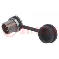 Socket; ST12; male; PIN: 6; IP67; 5A; soldering; 125V; 0.75mm2