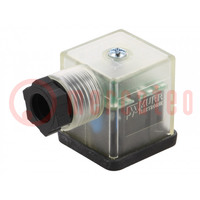 Connector: valve connector; plug; form A; 18mm; female; PIN: 3; 230V