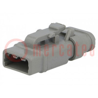 Connector: wire-wire; plug; female; DTM; for cable; PIN: 3; grey