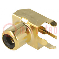 Socket; RCA; female; angled 90°; THT; brass; gold-plated; on PCBs