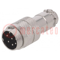 Plug; microphone; male; PIN: 8; for cable; straight