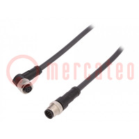 Cable de conexión; M12; PIN: 8; 1m; enchufe; 30VAC; 4A; -25÷80°C; PUR