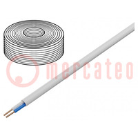 Wire; YTDY; 2x0.5mm; round; solid; Cu; PVC; white; Øcore: 0.5mm