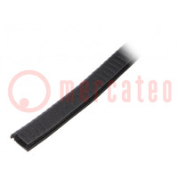 Hole and edge shield; PVC; L: 10m; black; H: 15mm; W: 12mm