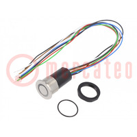 Switch: capacitive; Pos: 2; SPST; 0.1A/42VAC; 0.1A/60VDC; IP67; RGB