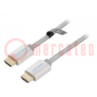 Câble; HDMI 2.0; HDMI prise,de deux côtés; PVC; textile; 1,5m