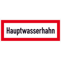 Hinweisschild für den Brandschutz Hauptwasserhahn, selbstkl.,29,70x10,50cm DIN 4066-D1