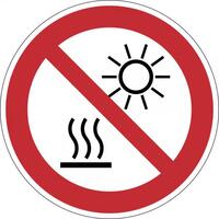 Verbotsschild, Nicht der direkten Sonneneinstrahlung…, 10 cm, Folie DIN EN ISO 7010 P068