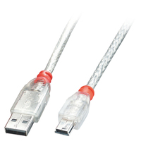 Lindy 41785 USB-kabel 5 m USB 2.0 USB A Mini-USB B Transparant