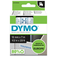 DYMO D1 oryginalne etykiety | niebieski nadruk na białym | 12 mm x 7 m | samoprzylepne etykiety do drukarek etykiet LabelManager
