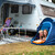 Relaxdays Campingtisch klappbar, Aluminium, MDF, Klapptisch Camping, leicht, höhenverstellbar, 120 x 60 cm, silber/grau