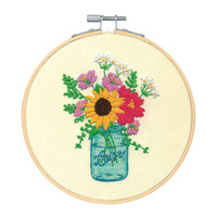 Embroidery Kit with Hoop: Crewel: Floral Jar