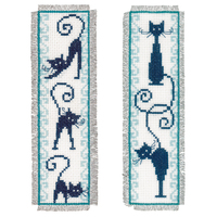 Counted Cross Stitch Kit: Bookmark: Cheerful Cats: Set of 2
