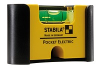 STABILA Mini-Wasserwaage Pocket Electric mit Gürtel-Clip, 7 cm, starker Seltenerd-Magnet, 1 Horizontal-Libelle, Made in Germany