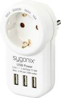 Sygonix SY-4755856 Köztes dugalj USB-vel Fehér