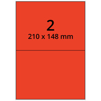 Universaletiketten 210 x 148 mm, 200 Haftetiketten rot auf DIN A4 Bogen, Papier permanent