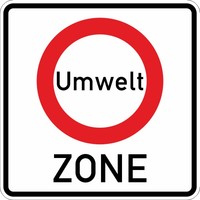 Verkehrszeichen VZ 270.1 Beginn einer Verkehrsverbotszone zur Verminderung, schädlicher Luftverunreinigungen in einer Zone 840 x 840, 2mm flach, RA 2