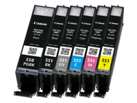 Canon Tintenbehälter PGI-550/CLI-551 PGBK/C/M/Y/BK/GY Multi Pack