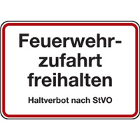 Feuerwehrzufahrtsschild "Feuerwehrzufahrt freihalten" Aluminium (2 mm), 500 x 350 x 2 mm