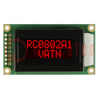 Display: LCD; alfanumeriek; VA Negative; 8x2; 58x32x13,2mm; LED